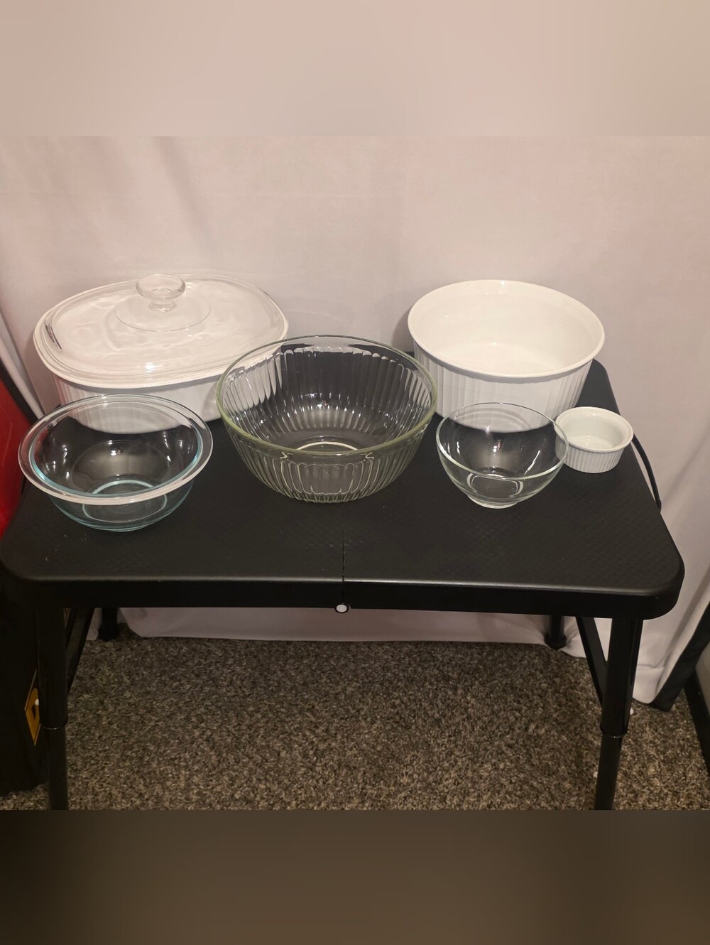 Vintage CorningWare French White & Pyrex Mixing Bowl Set (7 Pieces)